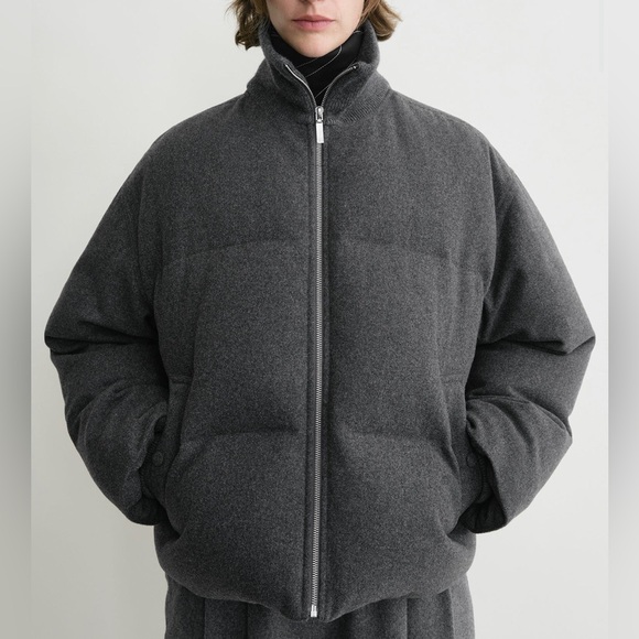 Toteme Flannel Puffer Jacket in Grey Melange - Picture 6 of 6